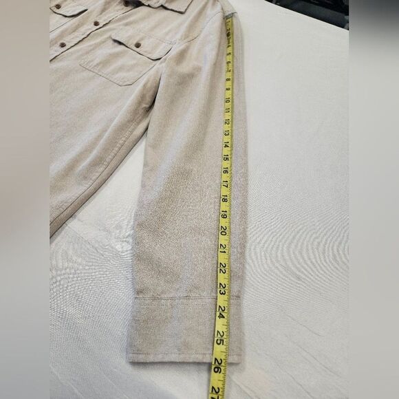 MUTUAL WEAVE Men's Beige Button-Up Shirt Soft Textured Long Sleeve Pocket sz XL - Picture 7 of 10
